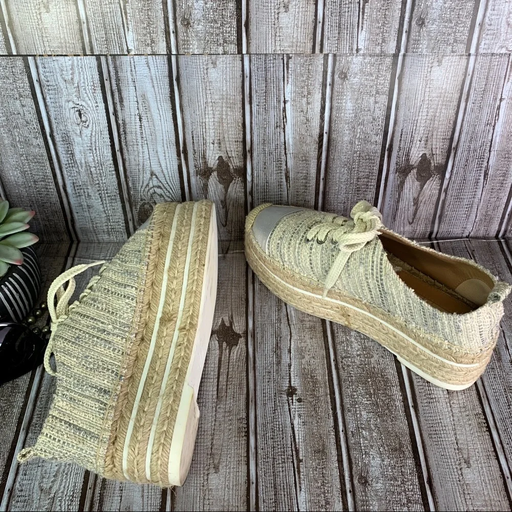 UTERQUE Textile and Metallic Platform Lace-Up Shoes from Zara Sister Brand, 37/6